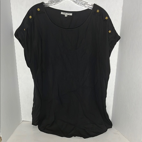 Speed Limit 98 Black Cap Sleeve Relaxed Blouse - Picture 1 of 13